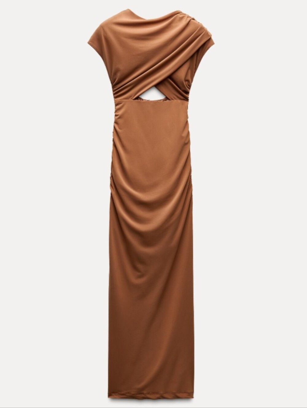 Zara Rust/Deep Orange Backless Ruched Draped Maxi Dress - NWT XS